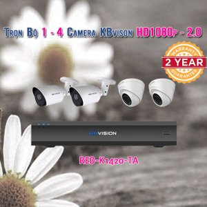 Trọn bộ 1-4 Camera KBVISION Full HD1080P 2.0 Megapixel cho Shop - Trường Mầm Non