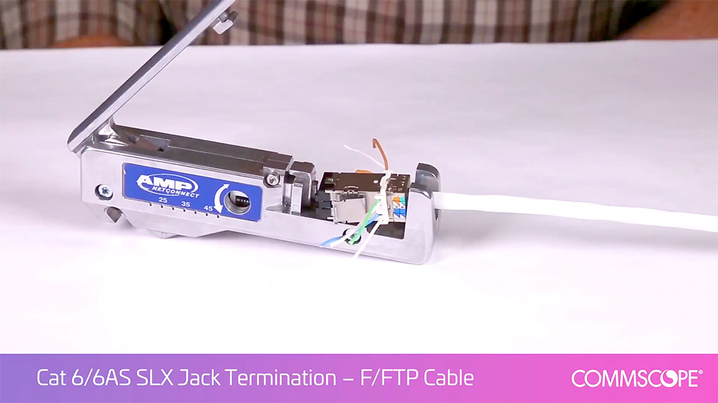 Hình ảnh đấu nối Modular Jack COMMSCOPE CAT6A S/FTP tool-less
