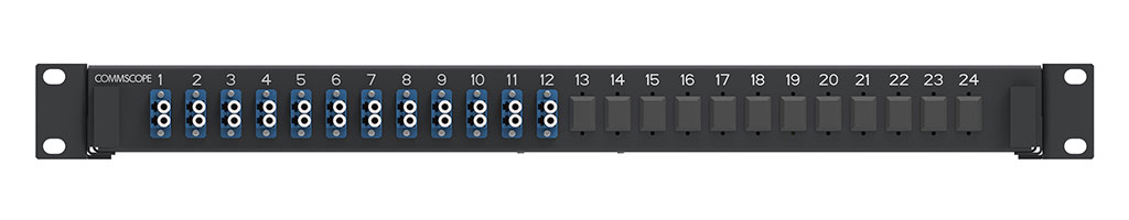 Mặt trước hộp ODF COMMSCOPE 760241650 – bố trí cổng adapter SC/LC